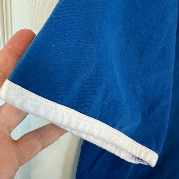 Vintage Retro Columbia Sport Cotton 90s Blue & White Polo Shirt MINTY - Picture 4 of 6